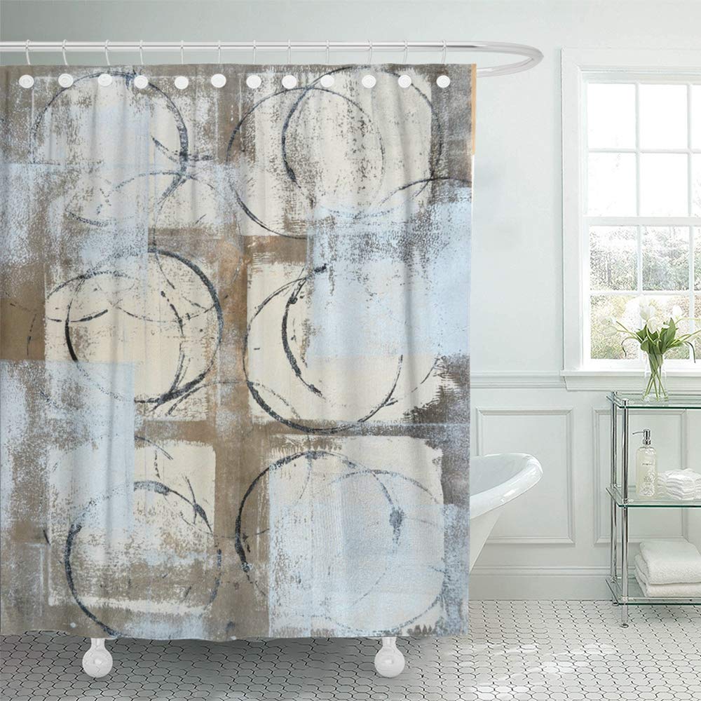 Beautiful Shower Curtain Beige Brown, Brown Geometric Shower Curtain
