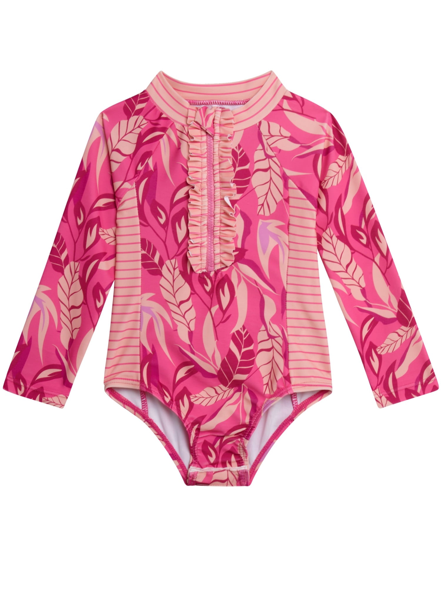 Jessica Simpson Toddler Girls' Rashguard Swimsuit with Hat, Sizes 12M-24M