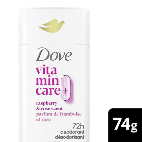 Dove Vitamin Care+ Raspberry & Rose Scent Aluminum-Free Deodorant Stick, 72h Breathable Odour Protection