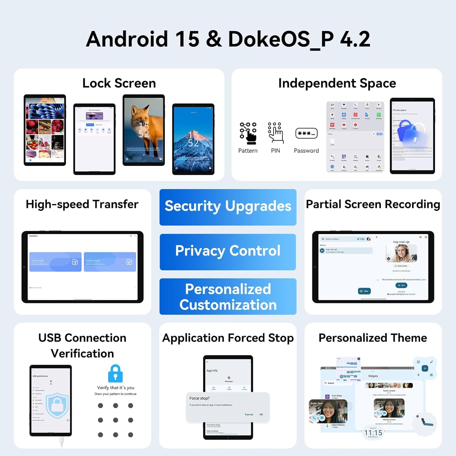 Latest Android 15 Tablets Link 2 , 8.68 Inch IPS Display, 12GB RAM 128GB ROM /2TB TF, Gemini AI, T310 Ouard-Core, 5000mAh Battery, Widevine L1, Dual Box Speakers,Gray