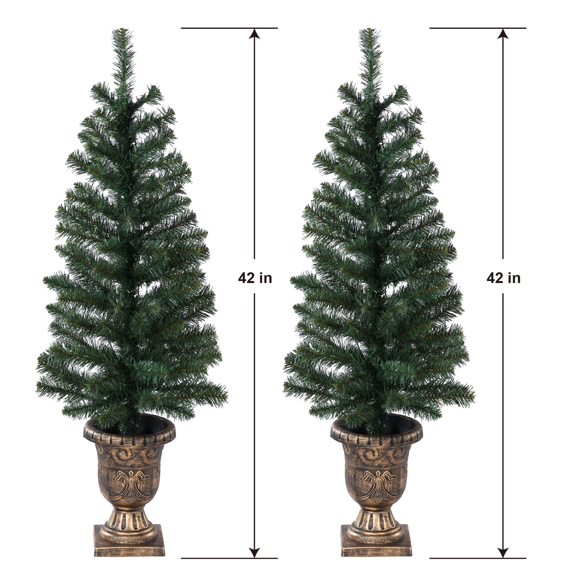 3.5' Pre-Lit Artificial Porch Christmas Trees with LED Lights, 2 Count, by Holiday Time
