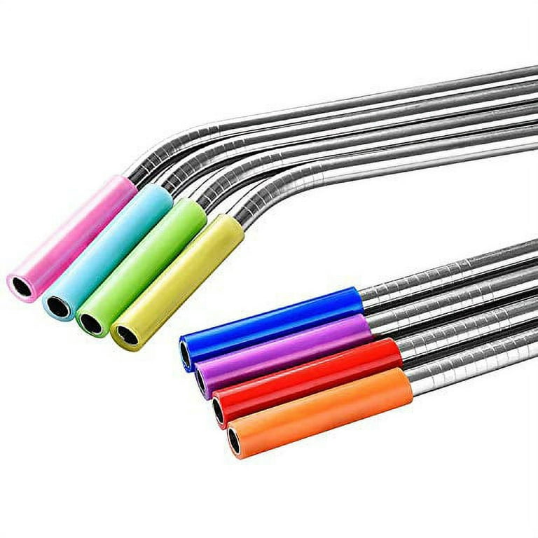 8 Piece 3/8 inch (10mm) Wide Bent Stainless Steel Straws for 40 oz Tumbler  with Handle, 12 Inch Long Reusable Metal Drinking Straws, Replacement
