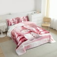 thumbnail image 4 of Manfei Cute Xmas Snowman Full Size Comforter Sets,Dreamy Christmas Tree Bedding Comforter Set,Pink White Bedding Sets For Girl Kids,Microfiber Bedroom Decor Reversible,3pcs, 4 of 9