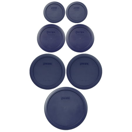 Blue Willow Cup - Pyrex Replacement Lids (2) 7202-PC Dark Blue 1 Cup & (2) 7200-PC Dark Blue 2 Cup & (2) 7201-PC Dark Blue 4 Cup & (1) 7402-PC Dark Blue 6-7 Cup (7-Pack)