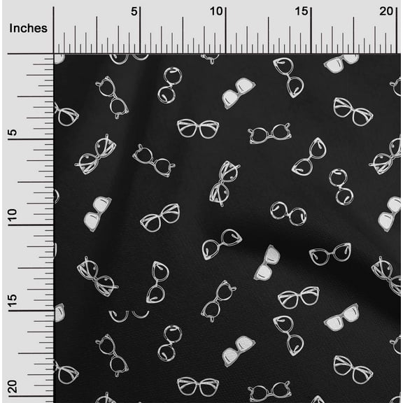 oneOone Cotton Jersey Black Fabric Goggles Fashion Sewing Material Print Fabric By The Yard 58 Inch Wide