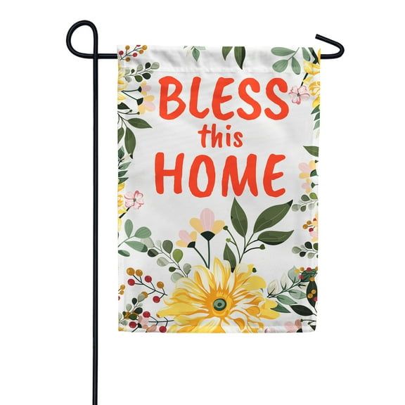 America Forever Bless This Home Garden Flag 12.5 x 18 inch Spring Summer Fall Floral Religious Inspirational Motivational Quote Positive Vibes Double Sided Outdoor Yard Decorative Flag