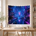 thumbnail image 5 of Futuristic Cityscape with a Glowing Pink Dome on Water, Dramatic Digital Art for Anime Fans, Sci-Fi Wall Art Decor, Housewarming Gift Tapestry Wall Hanging for Gaming Room and Bedroom, 5 of 7