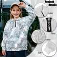 thumbnail image 6 of Uorisanigo Kids Sweatshirt Quarter Zip Pullover Sweatshirts Lightweight Blue Banana Leaf Half Zip Up Hoodies with Long Sleeve, Casual Essentials Half Zipper Crop Tops Fall Clothes, 6 of 7