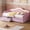 Pink, variant on Harper & Bright Designs Twin Size Daybed with 2 Storage Drawers and LED Light, Twin Velvet Upholstered Daybed with Wave Cloud Backrest, Pink