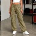 thumbnail image 4 of Womens Baggy Parachute High Waist Cargo Pants Multi Pocket, Elastic Waist, Adjustable Hem, Lightweight, Hiking Trousers, for Streetwear Travel Running,Outdoor, 4 of 6
