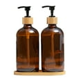 thumbnail image 1 of Soap Dispenser Hand Sanitizer Bottle For Kitchen Sink 500 Ml Glass Hand Sanitizer Bottle Durable 2Pcs With Wooden Tray, 1 of 8