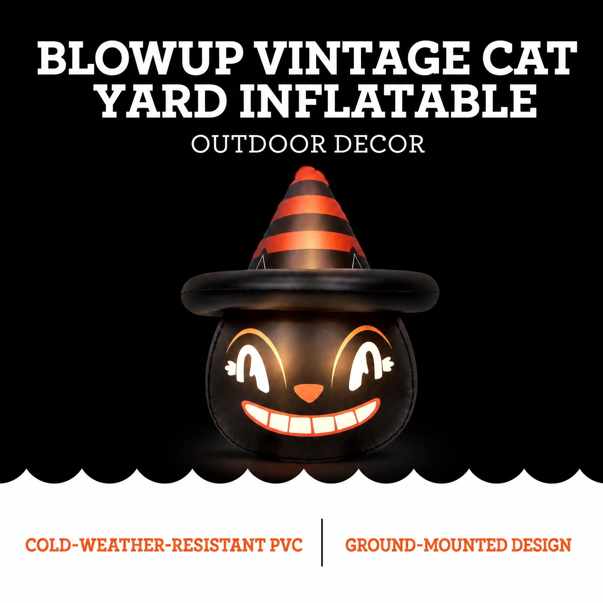 Blow-Up Vintage Cat Yard Inflatable, Multicolor, 2.5', Halloween by Way To Celebrate