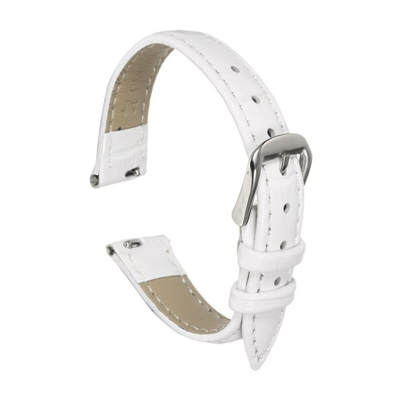 Uxcell Quick Release Leather Watch Band 14mm Embossed Pattern Leather Watch Strap Replacement for Men Women, White