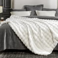thumbnail image 6 of Cozy Bliss Faux Fur Throw Blanket for Couch, Fuzzy Soft Plush Thick Bubble Blanket for Sofa Bedroom Living Room, 50 * 60 Inches Tie-dye Taupe, 6 of 9