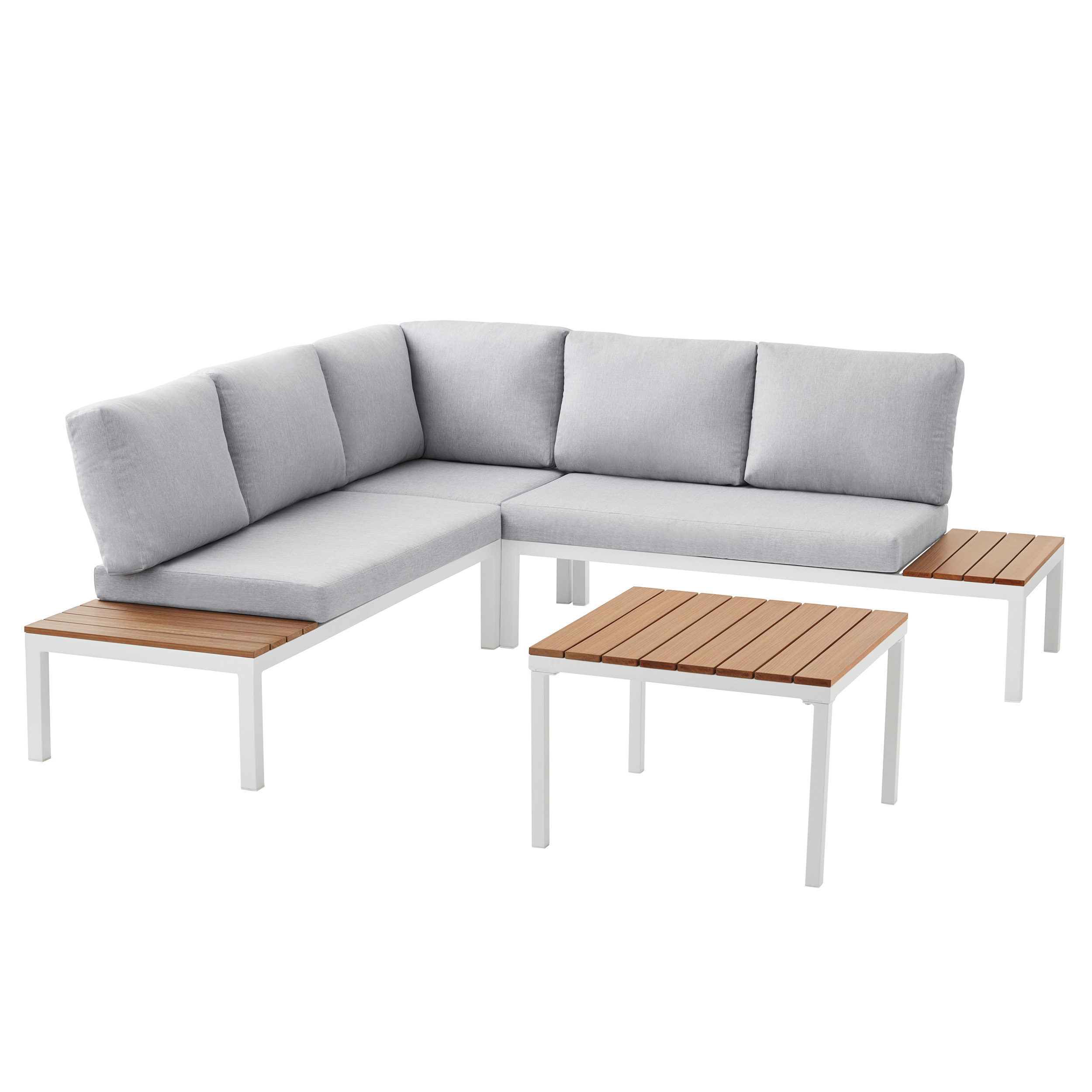 Mainstays Oakleigh 4-Piece Outdoor Chaise Sectional Set with Table, Seats 5, White - image 5 of 10