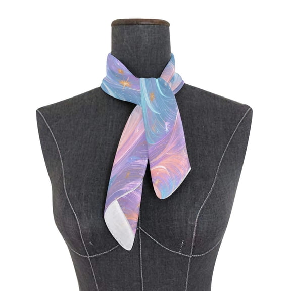 Square Scarf 24x24 Inch Pastel Waves and Stars Silky Satin Sun Protection Neck Scarf for Women Multi-Purpose Head Wrap Bandana for Hair Bag Decoration