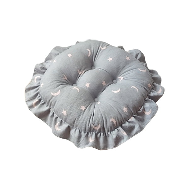 Wozhuo Round Lace Cushion 40cm Velvet Office Ottoman Mat with Strap for Chair Floor Outdoor