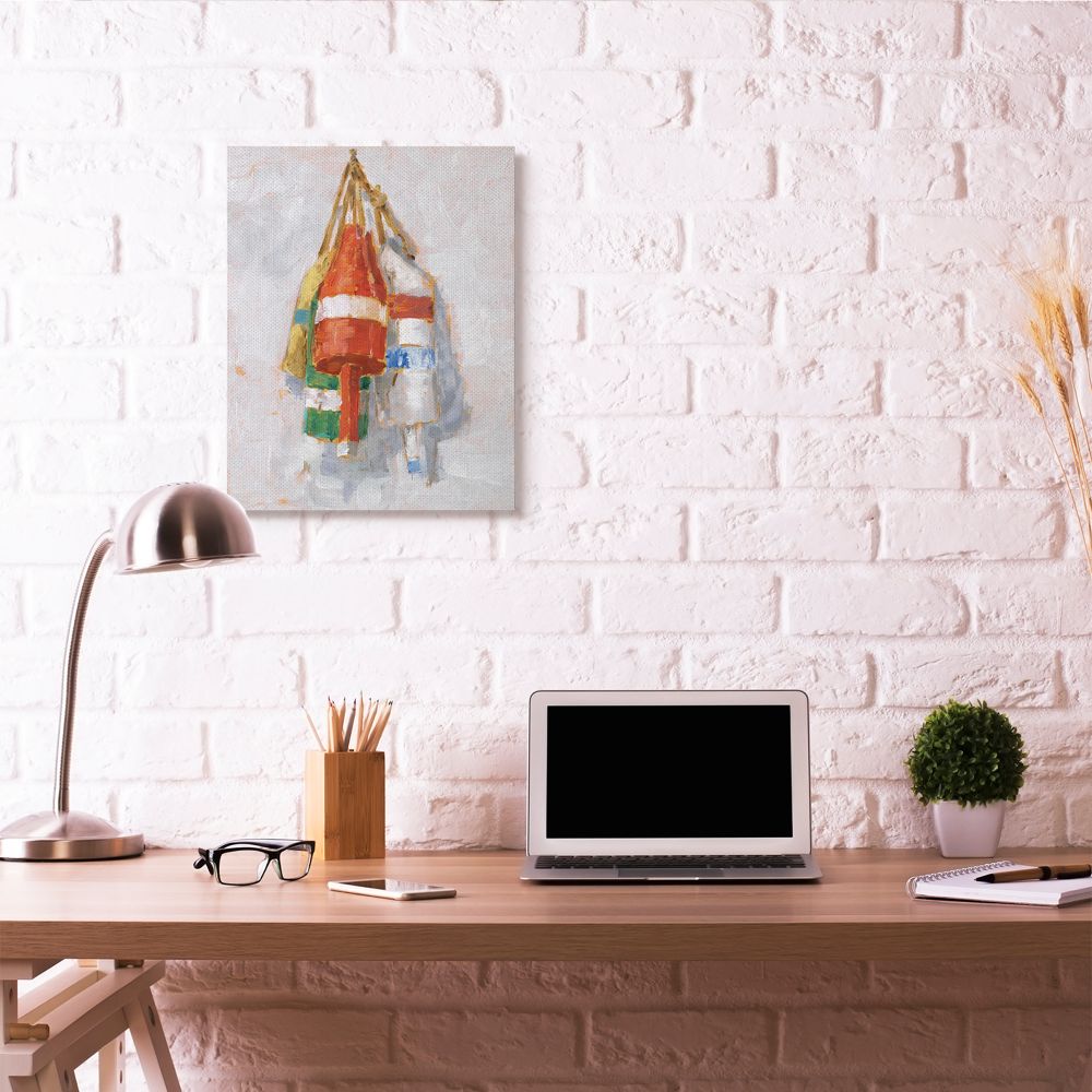 Stupell Home Décor Boat Buoy Ocean Lake Red Green Painting Canvas Wall Art by Ethan Harper