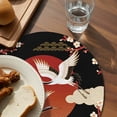 thumbnail image 3 of Japanese Style Round 15 Inch Placemats Set of 4, Modern Cranes Cherry Flower Wave Red Brown HeatResistant Non Slip Place Mats for Dining Table, Wipeable Braided Kitchen Table Mats for Housewarming, 3 of 9