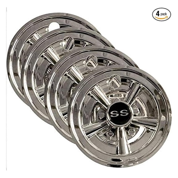 Huskey Golf Cart SS 8 inch Wheel Covers Hub , Set of 4 - Compatible with EZGO, Club Car,