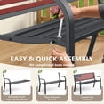 thumbnail image 5 of HAIMULI Anti-Rust Metal Bench Garden Bench with Back, All Weather Resistant Porch Benches for Outdoor Cast Iron Steel Frame Chair Waterproof, Red, 500 lbs, 5 of 8