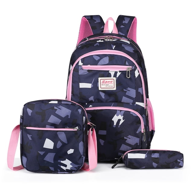 Mochila Escolar GIRL FASHION MIMA Set 3 Pcs mochila de Viaje Porta laptop azul marino