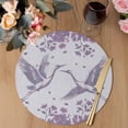 thumbnail image 3 of Purple Crane Silhouette Round 13 Inch Placemats Set of 4, Modern Abstract Flowers Botanical HeatResistant Non Slip Place Mats for Dining Table, Wipeable Braided Kitchen Table Mats for Housewarming, 3 of 9