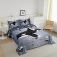 thumbnail image 3 of Killer Whale Comforter Set Black Sequin Fluid Art Twin Bedding Sets,Crystal Diamond Bed Set Nautical Sea Animal Duvet Insert,Coastal Creature Ocean Decor, 3 of 7