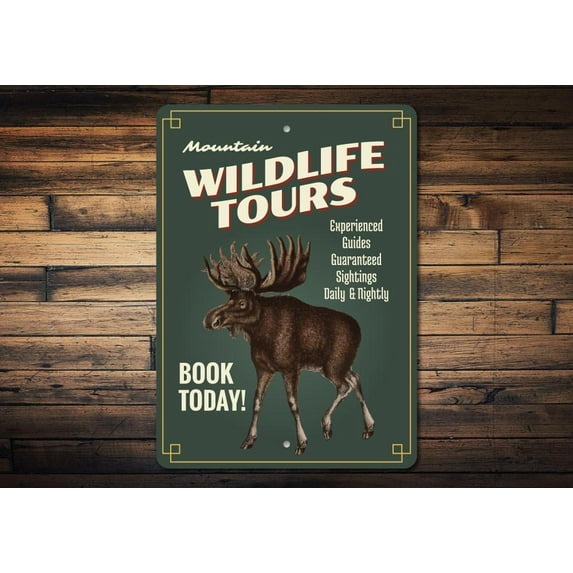 Wildlife Tours Novelty Sign, Metal Wall Decor - 10x14 inches