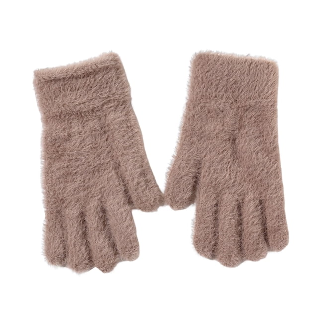 PMVFHDE Winter Gloves Couples Cycling Windproof Wool Warm Thick Solid Color Screen Cold Knit