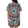 thumbnail image 3 of Picia Colorful With Blue Oriental Pajamas Sets for Women Soft Short-Sleeved Pjs with Lounge Shorts Two Piece Sleepwear-3X-Large, 3 of 9