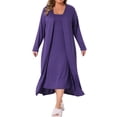 thumbnail image 2 of Agnes Orinda Conjunto de Noche de Talla Grande para Mujeres de 2 Piezas con Bata, Tirantes de Espagueti, Ropa de Dormir Suave, Ropa de Descanso, Vestido de Noche de Longitud Completa 1X Púrpura, 2 of 6