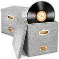 thumbnail image 1 of Caja gris para guardar discos de vinilo con capacidad para 50 unidades (2 unidades), 1 of 7