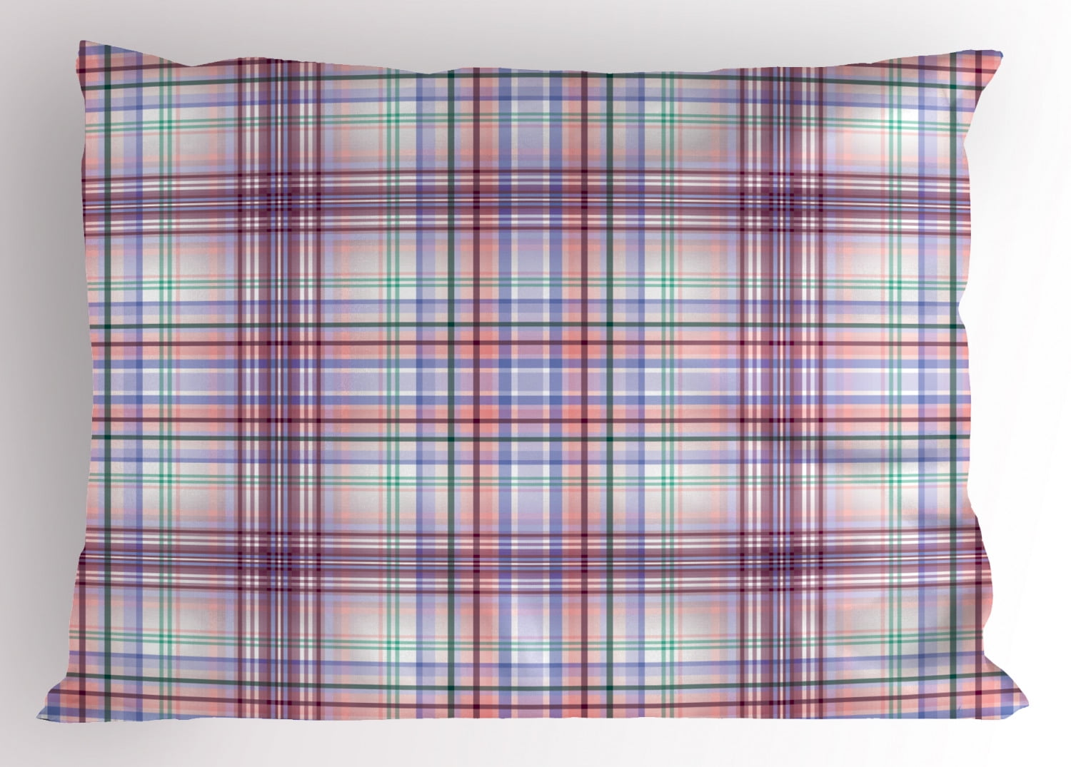 Checkered Pillow Sham Thin Geometric Strips Retro Folkloric Irish