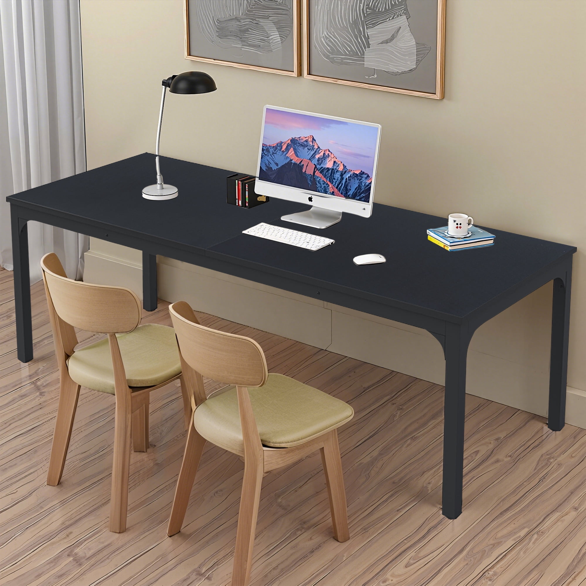 MAYEERTY 78.7 Inch Dining Table, 6-8 Seater Rectangular Table with 25mm MDF Board & Heavy Duty Metal Frame