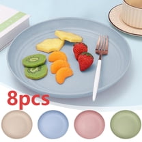 8 Pcs Unbreakable Wheat Straw Plates - Reusable Plate Set - Dishwasher & Microwave Safe - Perfect for Dinner Dishes - Healthy, BPA Free & Eco-Friendly (6 Inches, Pink)
