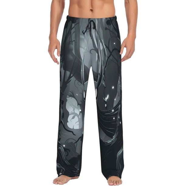 Fotbe Forest Black Ghost Warrior Pantalones de Pijama para Hombre, Pantalones de Dormir, Pantalones de Casa con Cintura Ajustable y Bolsillos-Small