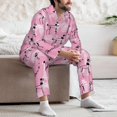 thumbnail image 5 of Mens Pajamas Set, Cute Poodle Dog Pink_A Button Down Long Sleeve Loungewear Sleepwear Pjs sets for Men, 5 of 5