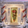 thumbnail image 6 of Christmas Door Curtains - Bells Bows Printing Hanging Banners - Holiday Photography Background Background Decoration - 35.5x70.9 inch, 6 of 6