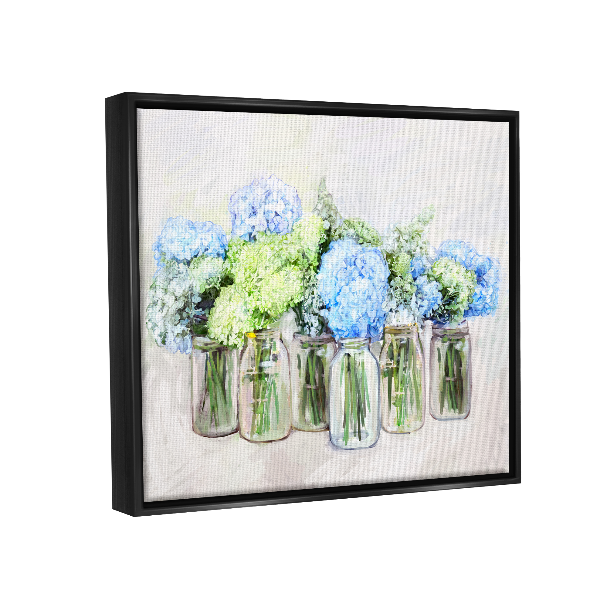 Stupell Abundant Hydrangea Bouquet Garden Botanical & Floral Painting Black Floater Framed Art Print Wall Art