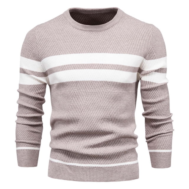 GigrtiJin Mens Striped Pullover Sweater Crewneck Colorblock Slim Winter Sweaters Thermal Warm Knitted Sweaters Tops
