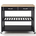 thumbnail image 3 of Crosley 2 Drawer Natural Wood Top Kitchen Cart in Black, 3 of 8