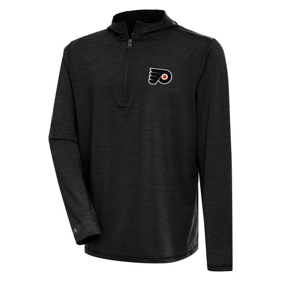 Men's Antigua  Heather Black Philadelphia Flyers Tidy Quarter-Zip Pullover Hoodie