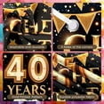thumbnail image 4 of Gold Glitter 40th Birthday Banner Black Background Milestone Backdrop Star Pattern Beer Mug Design Cheers Display for 40th Birthday Party Anniversary Celebration Adult Gathering, 4 of 9