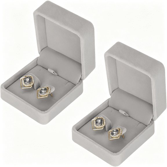 DESIGNICE 2 Pieces Classic Velvet Jewelry Earring Gift Box for Stud Necklace Pendant,Jewellry Earring Storage Display Case for Wedding Engagement Birthday Anniversary
