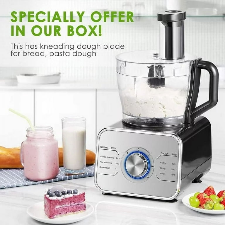  Homtone Professional Food Processors Food Chopper, 600W with 16  Cup Processor Bowl, 4 Blades, Food Chute and Pusher for Shredding, Pureeing  Vegetables, Meat, Grains, Nuts: Home & Kitchen