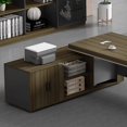thumbnail image 3 of Mid Century Dark Wood Office Desk L Shaped Vanity Free Shipping Dark Wood Computer Desks Organizer European Escritorio Furniture My Lux Decor Round, 3 of 30