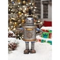 thumbnail image 2 of Set of 2 Gray and Gold Snowman Robot Christmas Tabletop Decor 11", 2 of 2