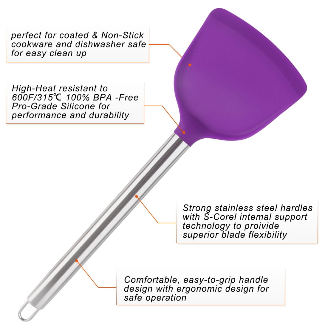 Unique Bargains Silicone Spatula 4 Pieces Heatproof Non Stick Turner Purple