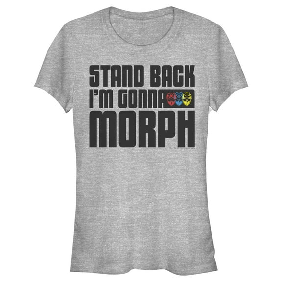 Junior's Power Rangers Beast Morphers Stand Back  Graphic Tee Athletic Heather Small